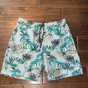 FISH HIPPIE men’s Tropical Leaf Print Men's Swim Shorts size 32 with pockets